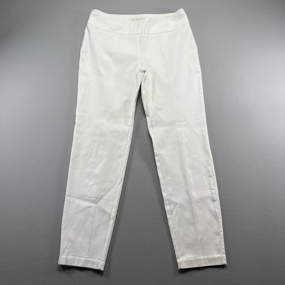 Cato Est.1946 Pants Womens 10 White Rayon Stretch Mid Rise Flat Front Pull On